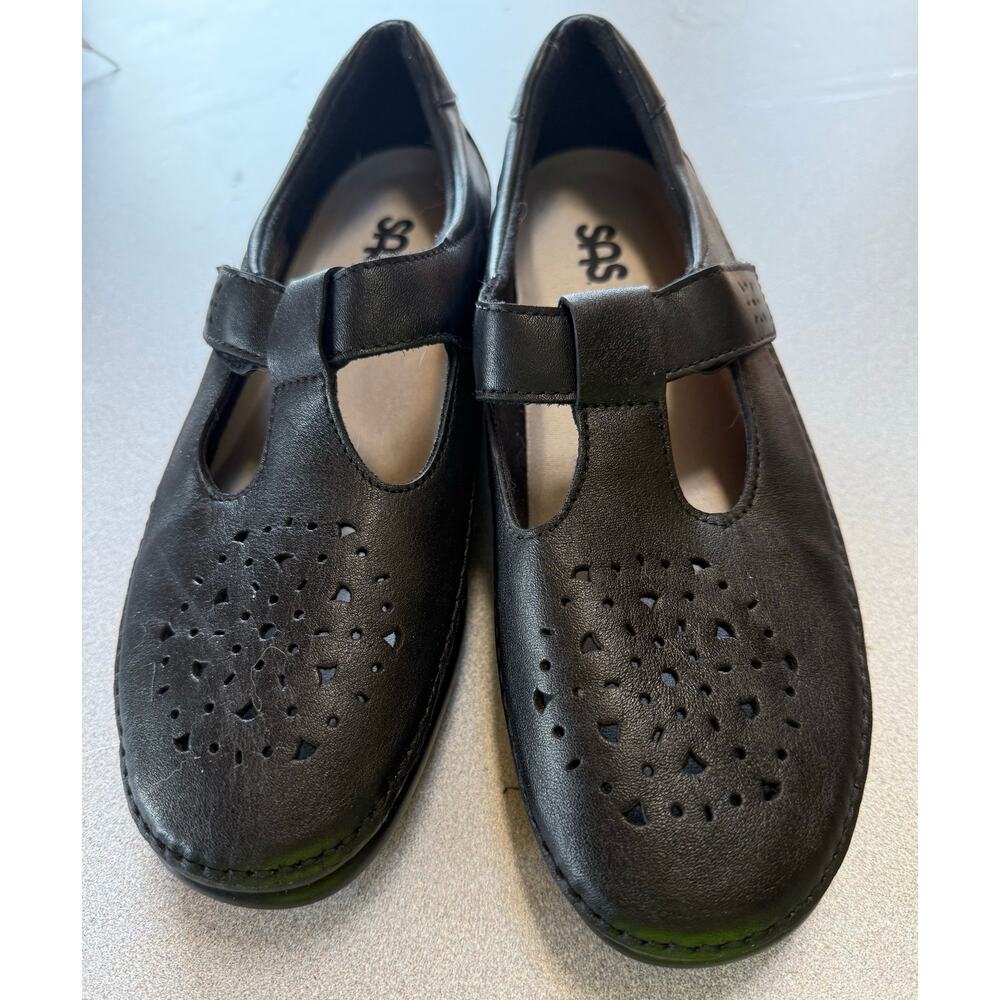 SAS Size 11  Mary Jane comfort women shoes Black padded hook loop closure